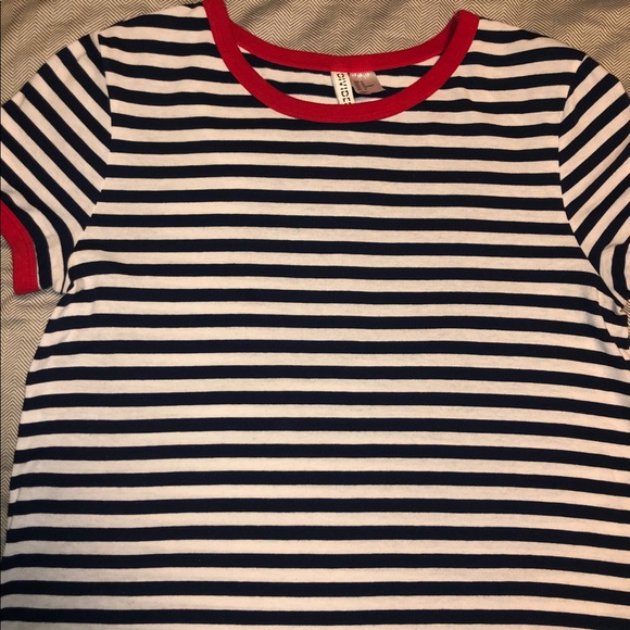 Striped T-Shirt Dress With Red Lining - Picture 1 of 2